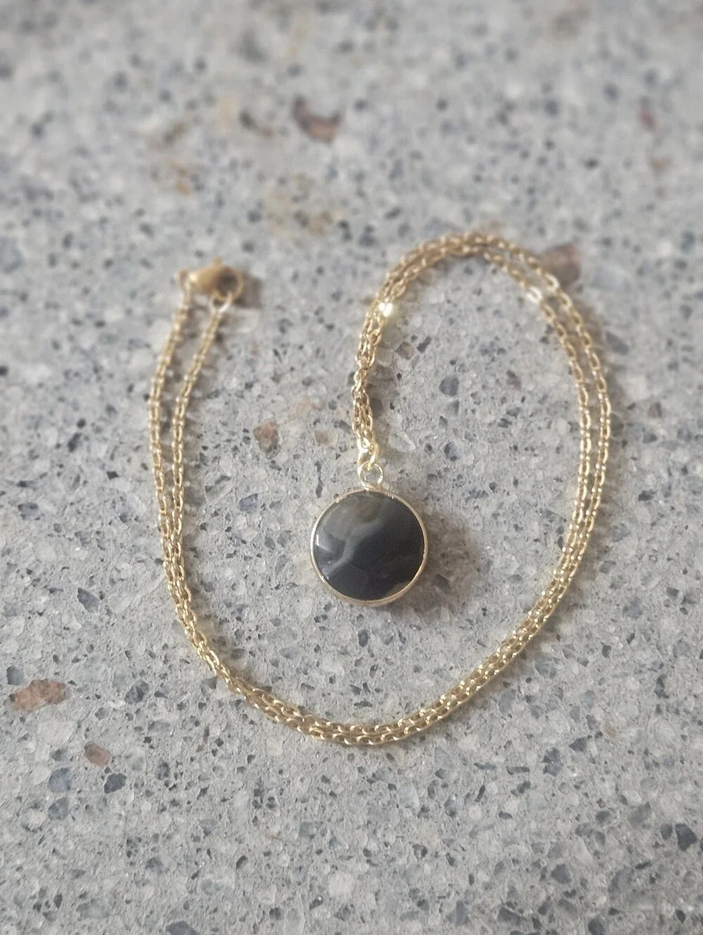 Obsidian Stone Gold-Plated Necklace